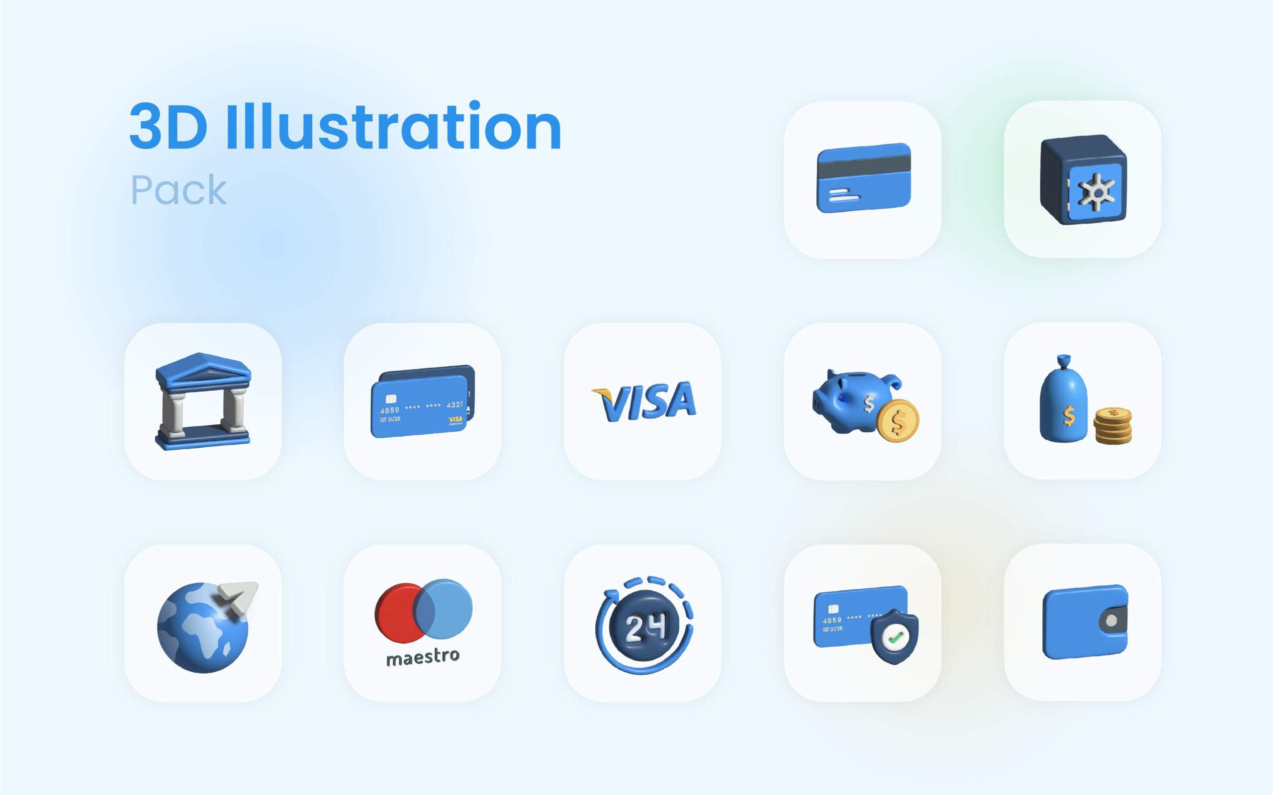 Banking 3D icons assets