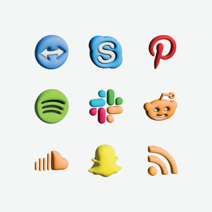 Social network 3D icons