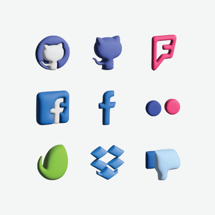 Social network 3D icons