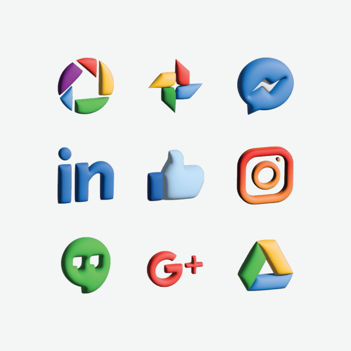 Social network 3D icons