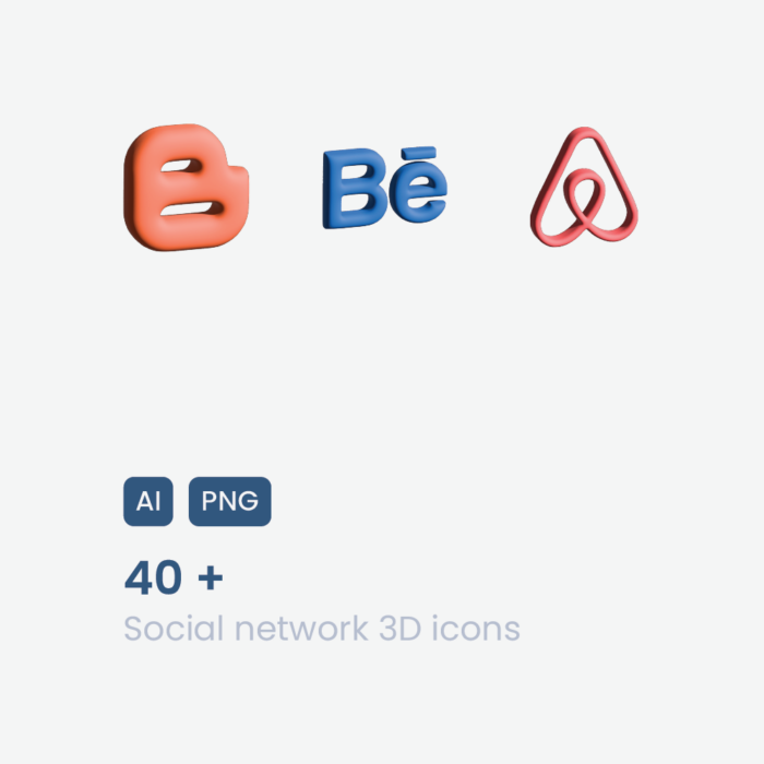 Social network 3D icons