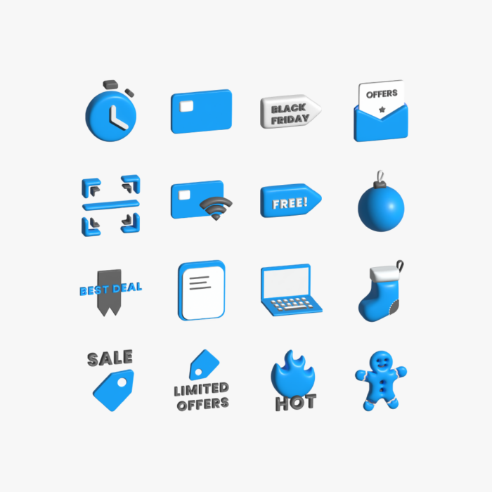 Black Friday 3D icons pack