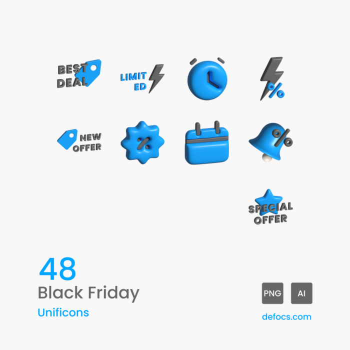 Black Friday 3D icons pack