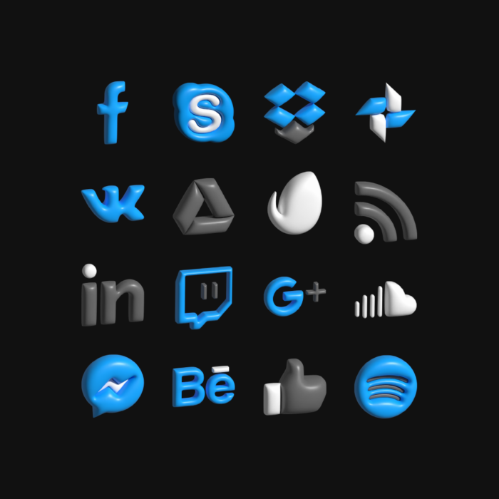 Social Media 3D icons pack